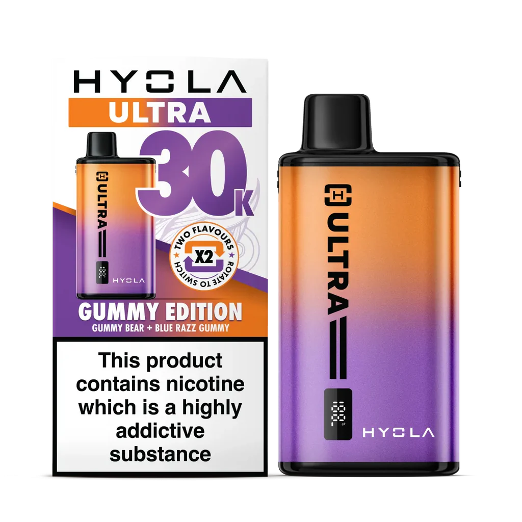 Buy HYOLA Ultra 30K Vape in Gummy bear + blue razz gummy Flavour – Juicy and Fun Vape Experience with fast Shipping Across Leamington Spa & UK-Wide