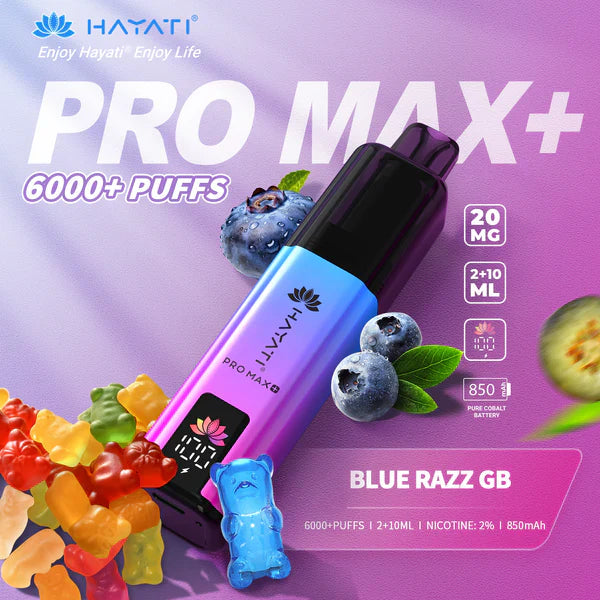 Hayati Pro Max+ 6000 Pod Kit – Blue Razz GB Flavour – Fast Delivery to Leamington Spa, Warwickshire, Coventry & Across the UK