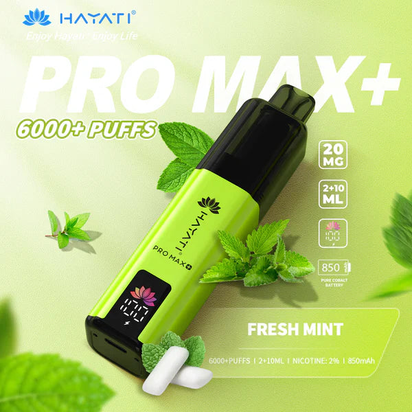 Order Hayati Pro Max 6000+ Fresh Mint Vape – Refreshing Mint Taste Delivered Quickly to Leamington Spa, Coventry & all across the UK