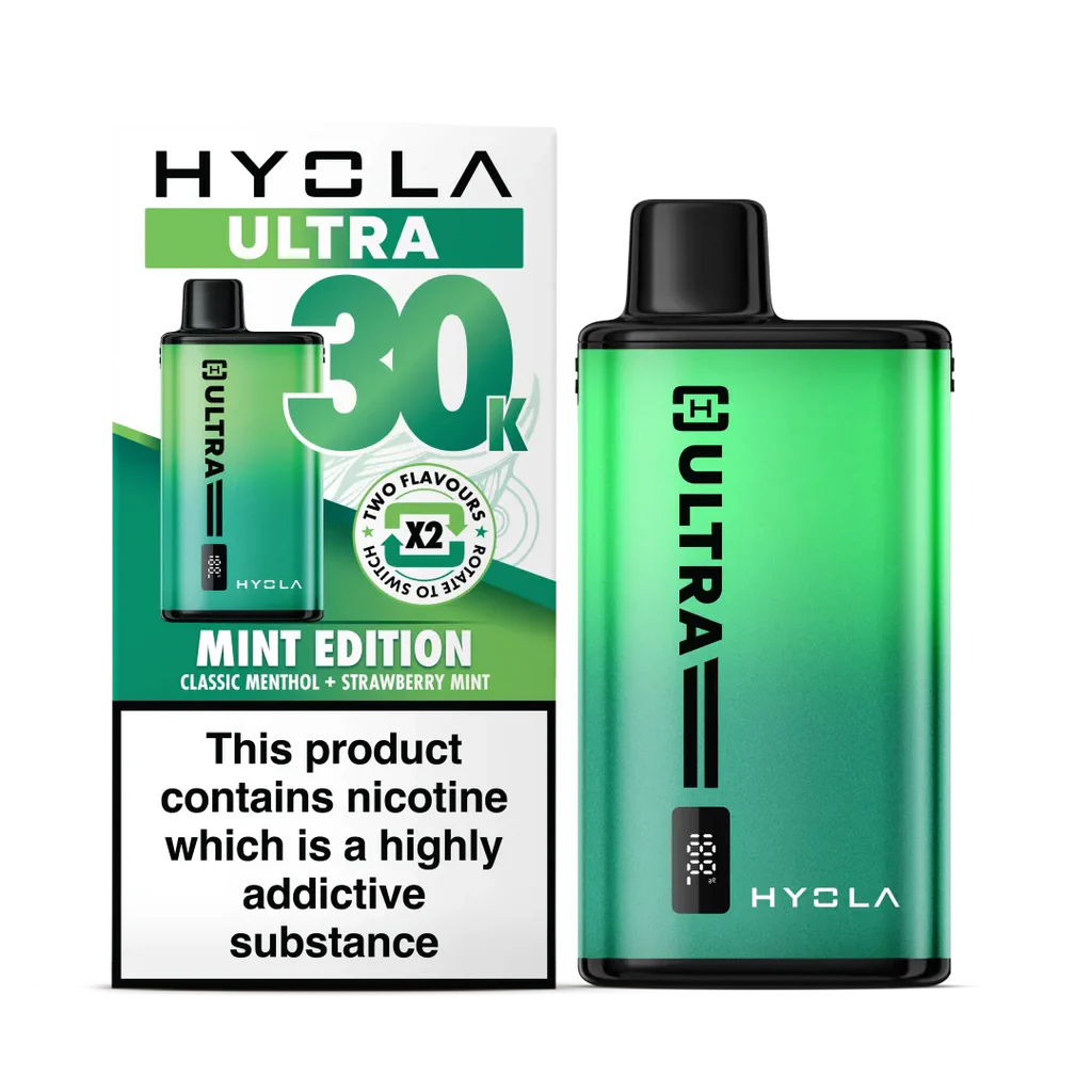 buy HYOLA Ultra 30K Vape in Mint Flavour – Cool, Invigorating Crispness fast delivery to Leamington Spa, Warwickshire & UK