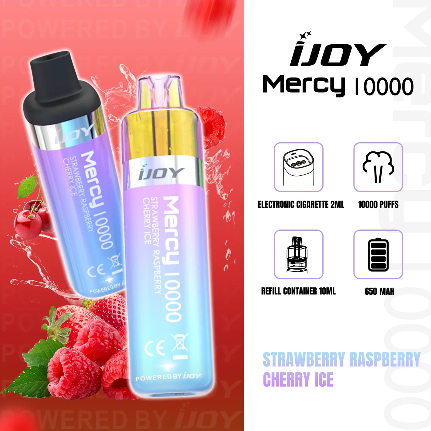 Strawberry Raspberry Cherry Ice 10k Puff Disposable