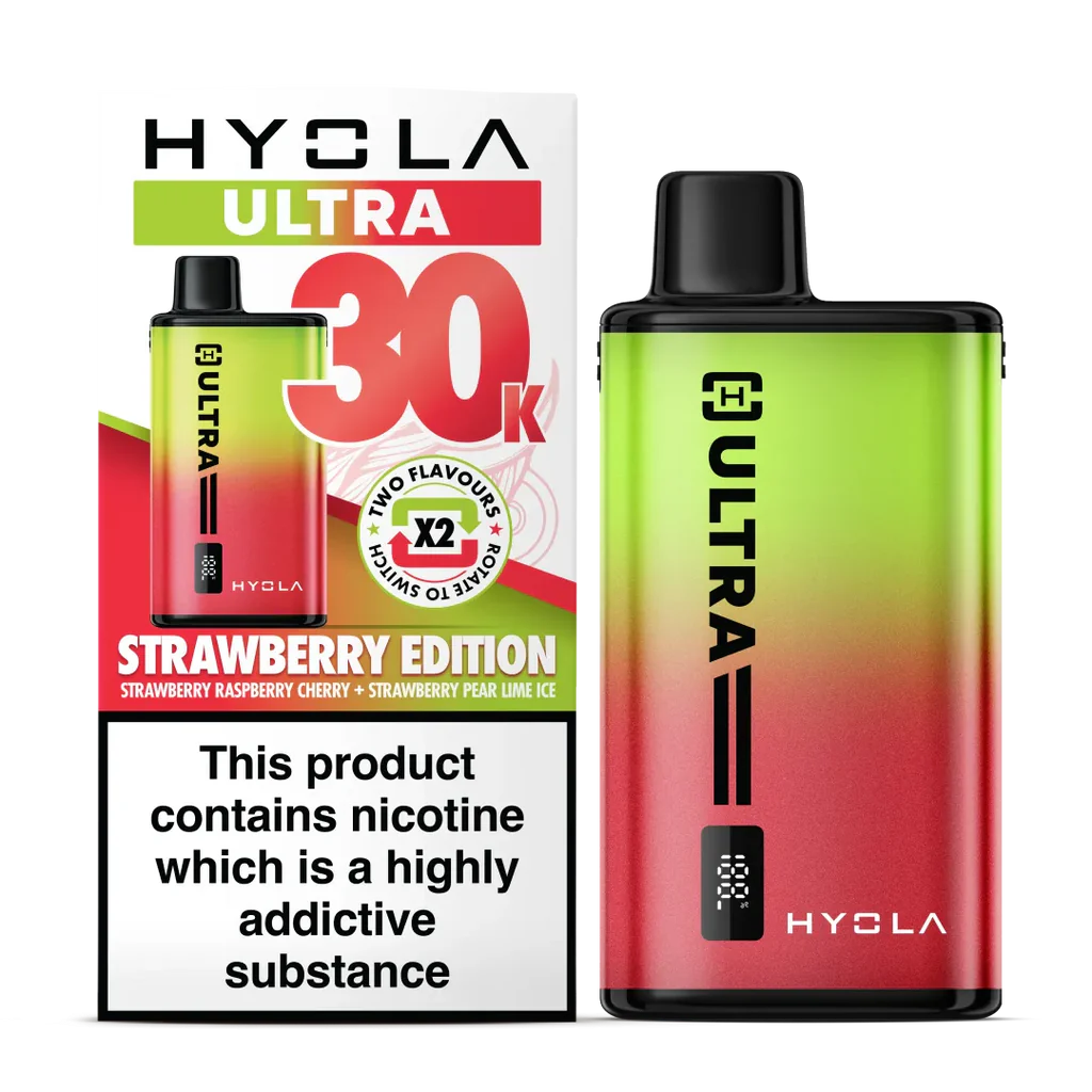HYOLA Ultra 30K Vape –  Juicy Strawberry + pear lime ice Flavour with a Smooth Finish – Fast Delivery Across Leamington Spa, Warwickshire & the UK